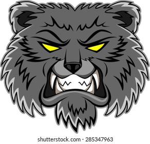  Angry bear head mascot, Vector illustration
