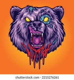 Angry bear head monster illustration vector illustrations for your work logo, merchandise t-shirt, stickers and label designs, poster, greeting cards advertising business company or brands