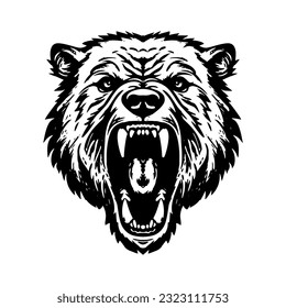 Angry bear head on a white background. vector illustration