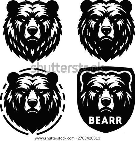 Angry Bear head Silhouette set