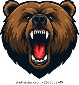 Angry bear head, vector illustration