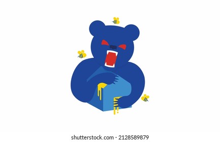 Angry bear is hungry vector design.poster design 