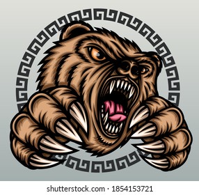 Angry bear illustration. Premium vector