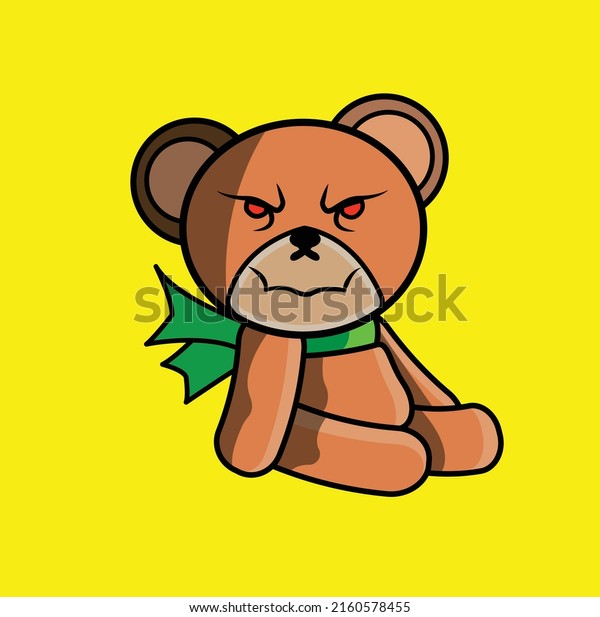 Angry Bear Illustration Yellow Background Stock Vector (Royalty Free ...