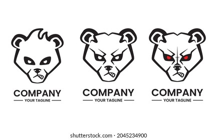 concepto del logo del oso enojado. logotipo de esquema. blanco y negro. sencillo, tradicional y limpio. logotipo animal. para logotipo, mascota, icono, símbolo y signo