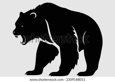 angry bear logo design with bear, print design, vector illustration