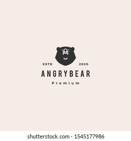 angry bear logo hipster vintage retro vector icon illustration	