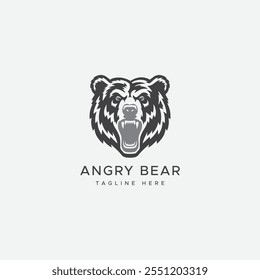 Angry Bear Logo Linie Symbole. Marke für Wildtiere. Grizzlige Vektorgrafik.