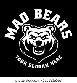 
Angry bear logo mascot design template in black and white