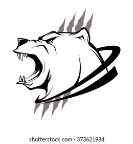 angry bear for logo, simple illustration, sport team emblem, security idea, mascot, vector