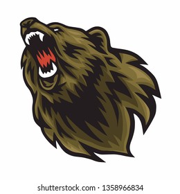 Angry Bear Logo Vector Roaring Mascot Design Icon