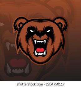 Angry bear mascot esport logo design
