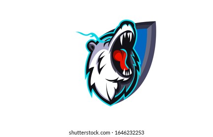Angry Bear Mascot Gaming Logo Design Vector Illustration