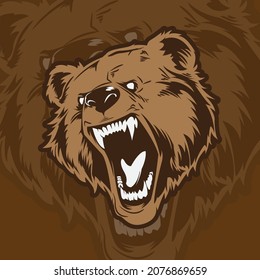 Angry Bear Mascot Logo Art Illustration