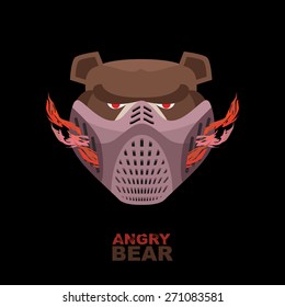 Angry bear in mask. A ferocious wild animal
