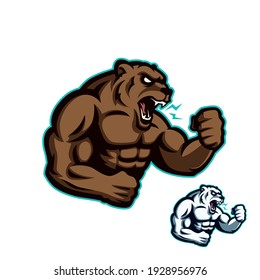 Angry bear modern sports mascot 
