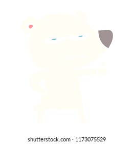 angry bear polar flat color style cartoon giving thumbs up