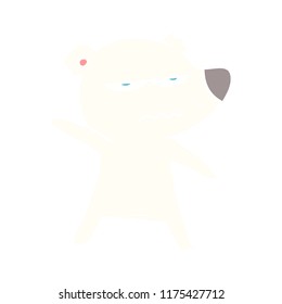 angry bear polar flat color style cartoon pointing