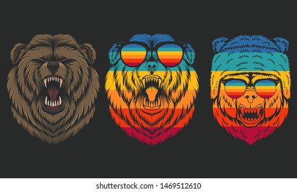 Angry Bear retro vector illustration for your company or brand