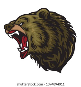 Angry Bear Roaring  Logo Mascot Vector