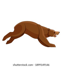 Angry bear running and attacking. Cartoon, flat style vector illustration isolated on white background.