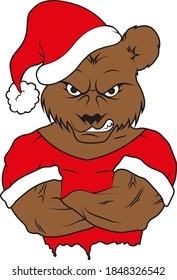 Angry Bear Santa Claus Wearing A Christmas Hat Svg File For Your Design