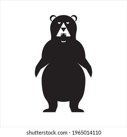 Angry Bear silhouette clip art vector illustration on white background. Bear symbol for icon and logo.