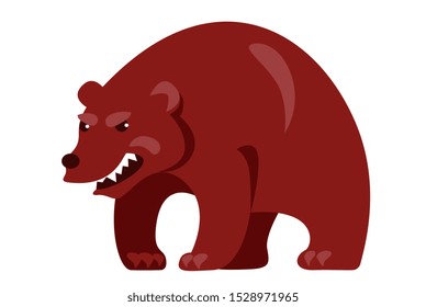 angry bear stands and grins teeth
