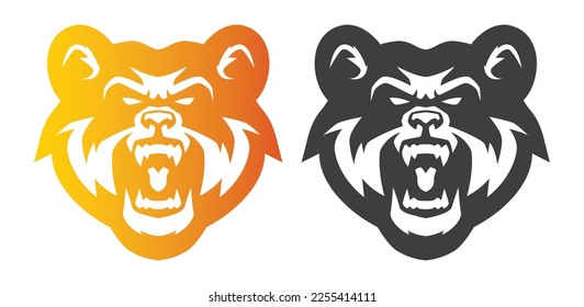 Angry Bear Vector Icon Symbol Template. Bear Logo Vector
