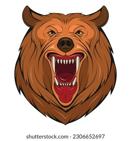 Angry bear. Vector illustration of a grizzly. Roaring bear