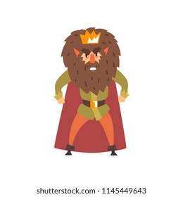 Angry bearded king character cartoon vector Illustration on a white background