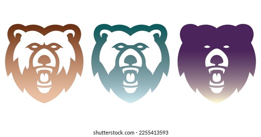 Angry Bears head logo design vector icon symbol template