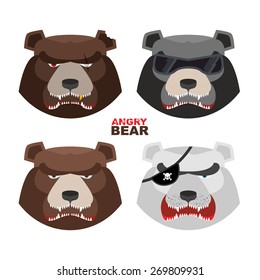 angry bears Set . For logo and emblem sport club. Bear mouth with fangs