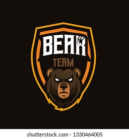 Angry bears show sharp nails with very strong tooth fangs and wear crowns on their heads - All elements on this template are editable with vector software