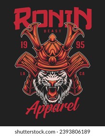 Angry beast Japanese ronin samurai illustration