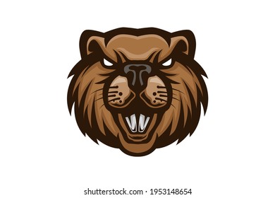 ANGRY BEAVER HEAD VECTOR LOGO 