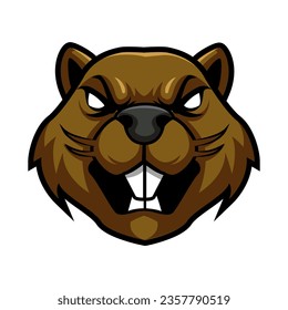 ANGRY BEAVER HEAD VECTOR LOGO CONCEPT