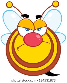Angry Bee Cartoon Mascot Character