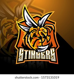 Angry bee esport mascot logo design