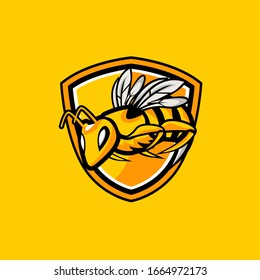 Angry bee esport mascot logo design vector illustration