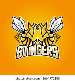 Angry bee esport mascot logo design vector illustration