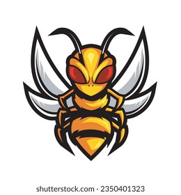 Angry bee esport mascot logo design illustration