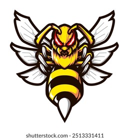 Ilustración de diseño de logotipo de mascota de exportación de abeja enojada