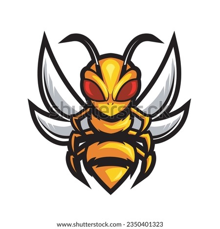 Angry bee esport mascot logo design illustration