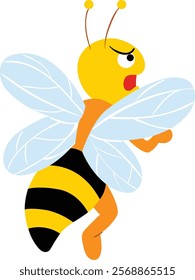 The Angry Bee Face and Mimic Vector Cartoon Illustration 