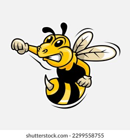 mascota de caricatura de avispones de abejas enojadas