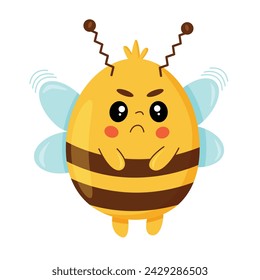 Personaje de mascota de abeja enojada. Ilustración de vector