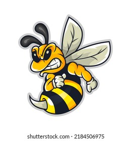 angry bee mascot logo template