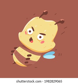 Angry bee vector cartoon character isolated on background.
