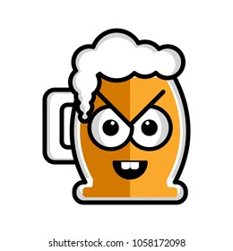 Angry beer cartoon character